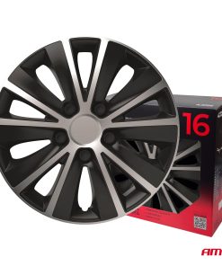 Tapacubos coche 4pcs set Rapide negro y plata 16