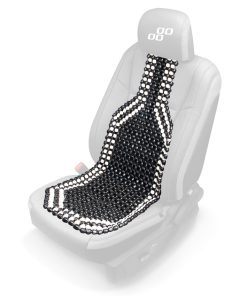 Respaldo con bolas de madera para asiento de coche- negra con acabdos beige