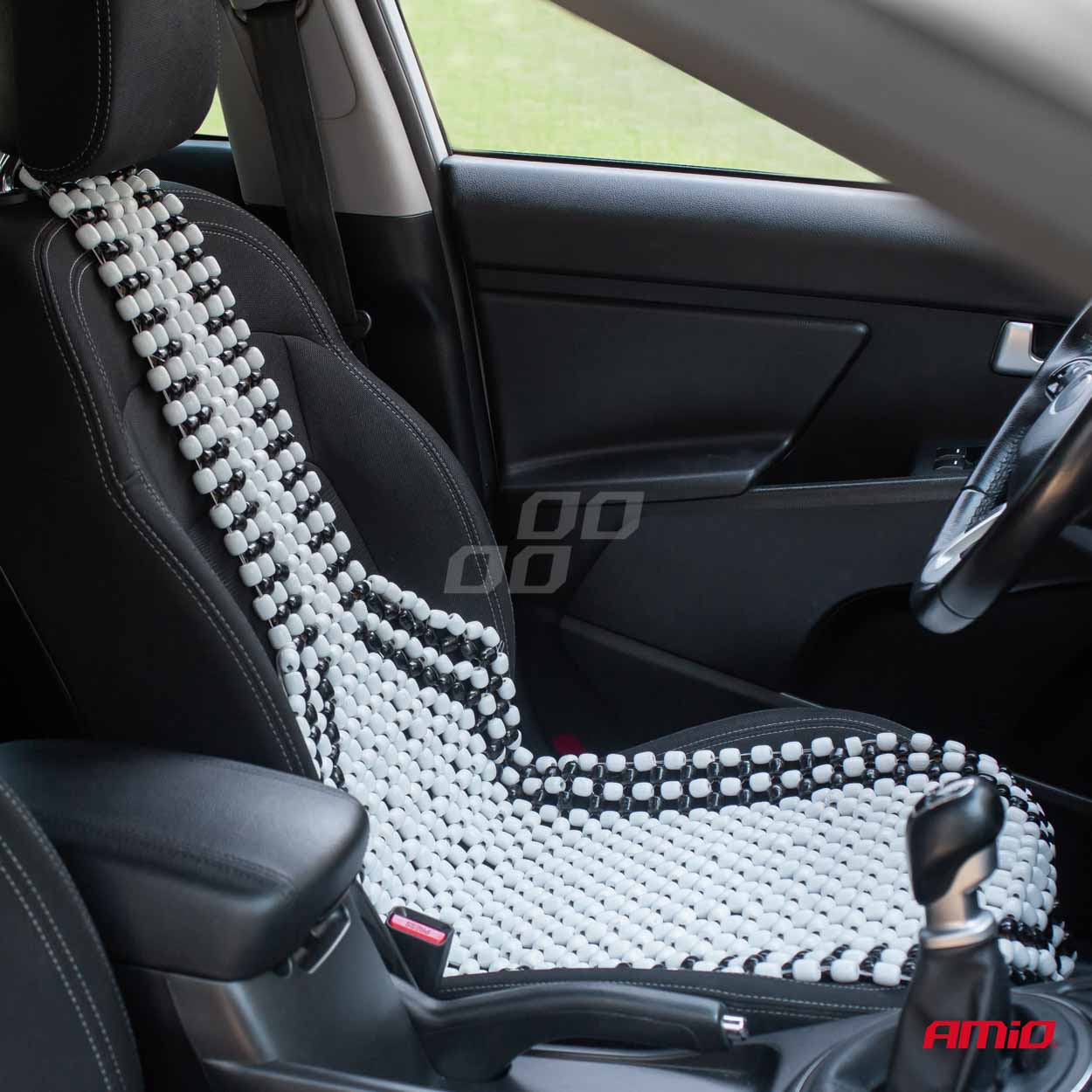 Respaldo con bolas de madera para asiento de coche- beige con acabados negro 8 Respaldo con bolas de madera para asiento de coche- beige con acabados negro
