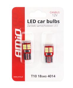 LED CANBUS 18SMD 4014 T10e W5W White 12V AMIO-01286