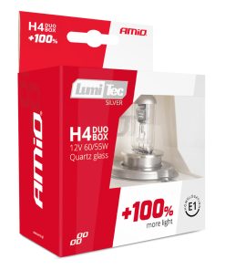 Halogen set LumiTec SILVER +100% H4 12V 60/55W DUO BOX