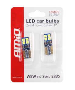 LED CANBUS 8SMD 2835 T10e (W5W)  White 12V/24V