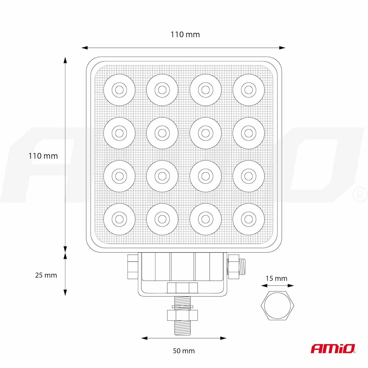 Lámpara de Trabajo AWL10 16LED FLOOD 9-36V 1 Lámpara de Trabajo AWL10 16LED FLOOD 9-36V