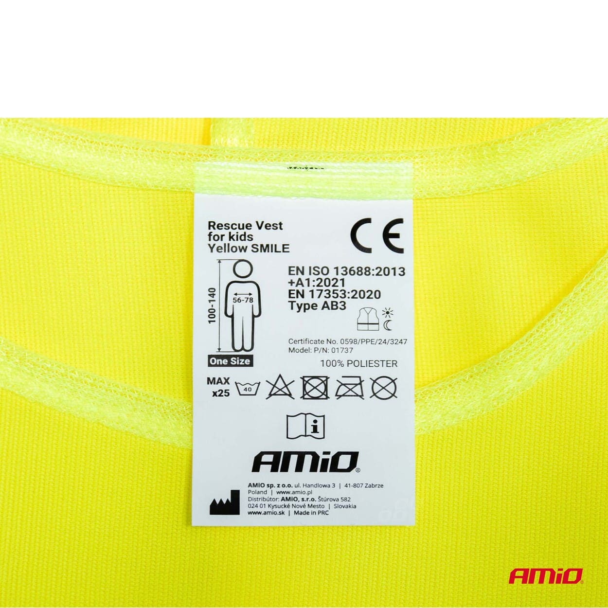 Chaleco de seguridad amarillo para ninos posee certificado AMIO-01737 4 Chaleco de seguridad amarillo para ninos posee certificado AMIO-01737