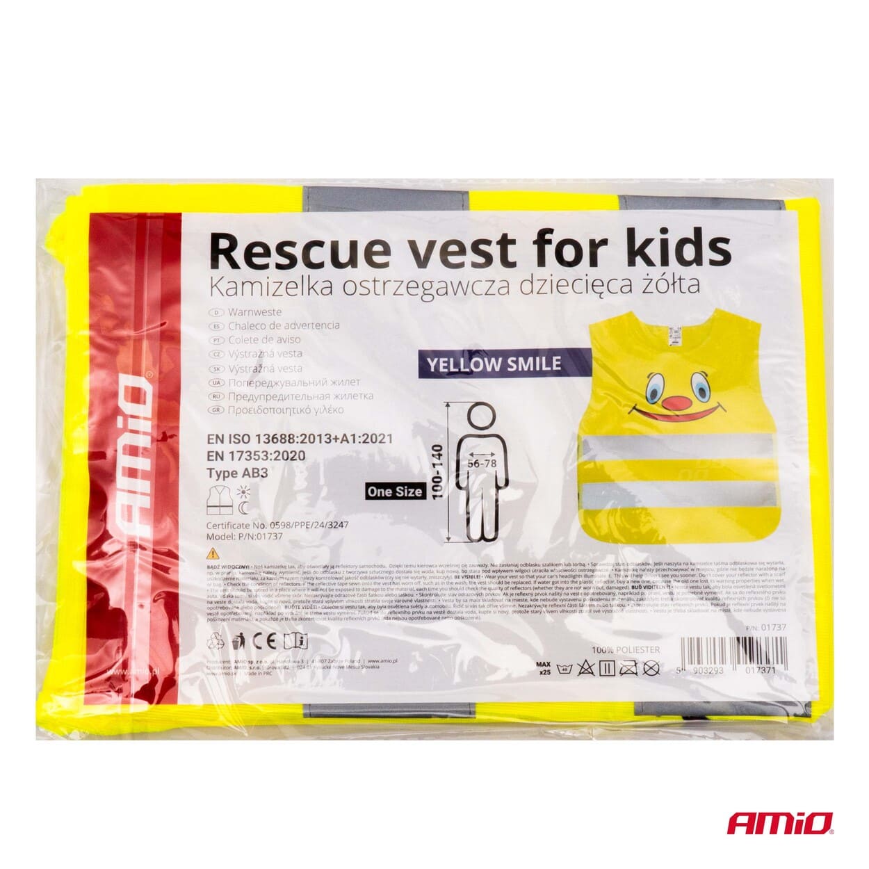 Chaleco de seguridad amarillo para ninos posee certificado AMIO-01737 5 Chaleco de seguridad amarillo para ninos posee certificado AMIO-01737