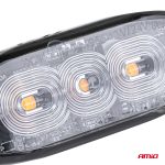 Lámpara Estroboscópica Plana Slim Amber Grill Mount Flash Light 3x3W LED R65 R10 12/24V IP67