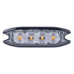 Lámpara Estroboscópica Plana Slim Amber Grill Mount Flash Light 4x3W LED R65 R10 12/24V IP67 AMIO-02298