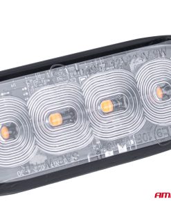 Lámpara Estroboscópica Plana Slim Amber Grill Mount Flash Light 4x3W LED R65 R10 12/24V IP67 AMIO-02298