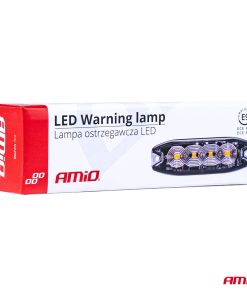 Lámpara Estroboscópica Plana Slim Amber Grill Mount Flash Light 4x3W LED R65 R10 12/24V IP67 AMIO-02298