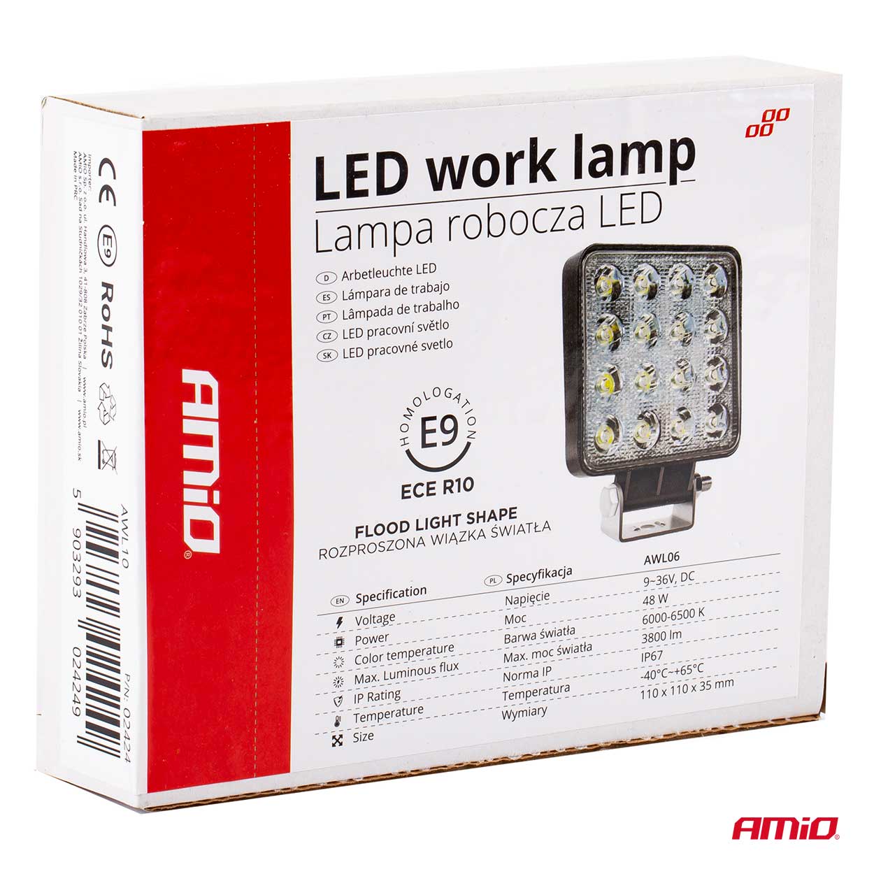 Lámpara de Trabajo AWL10 16LED FLOOD 9-36V 10 Lámpara de Trabajo AWL10 16LED FLOOD 9-36V