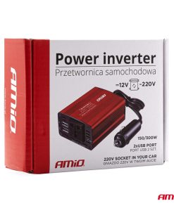 Convertidor (invertidor) AMiO 12V/230V 150W/300W 2xUSB PI01