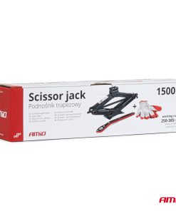 Gato de tijera 1,5 Tcon mango de llave + Guantes de trabajo 1,5T 1500 kg AMIO-02478