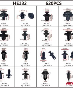 Juego de clips para carrocería x 620 unid.