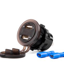 Cargador impermeable con chequeador de voltaje  2xUSB 12/24V MOD-06
