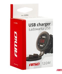 Cargador impermeable con chequeador de voltaje  2xUSB 12/24V MOD-06