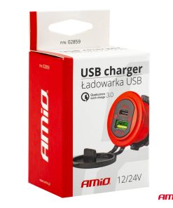 Cargador impermeble USB+USB-C 12/24V MOD-09