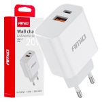 Cargador de pared PRO-09 USB+USB-C 20W Quick Charge 230V