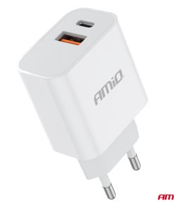 Cargador de pared PRO-09 USB+USB-C 20W Quick Charge 230V