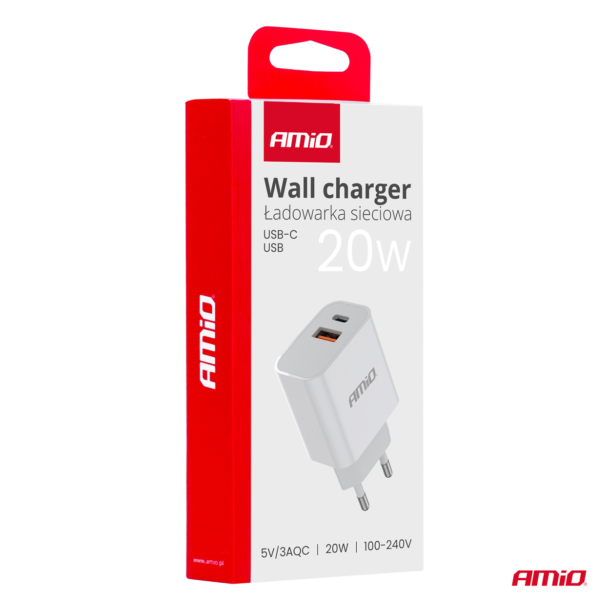Cargador de pared PRO-09 USB+USB-C 20W Quick Charge 230V 4 Cargador de pared PRO-09 USB+USB-C 20W Quick Charge 230V