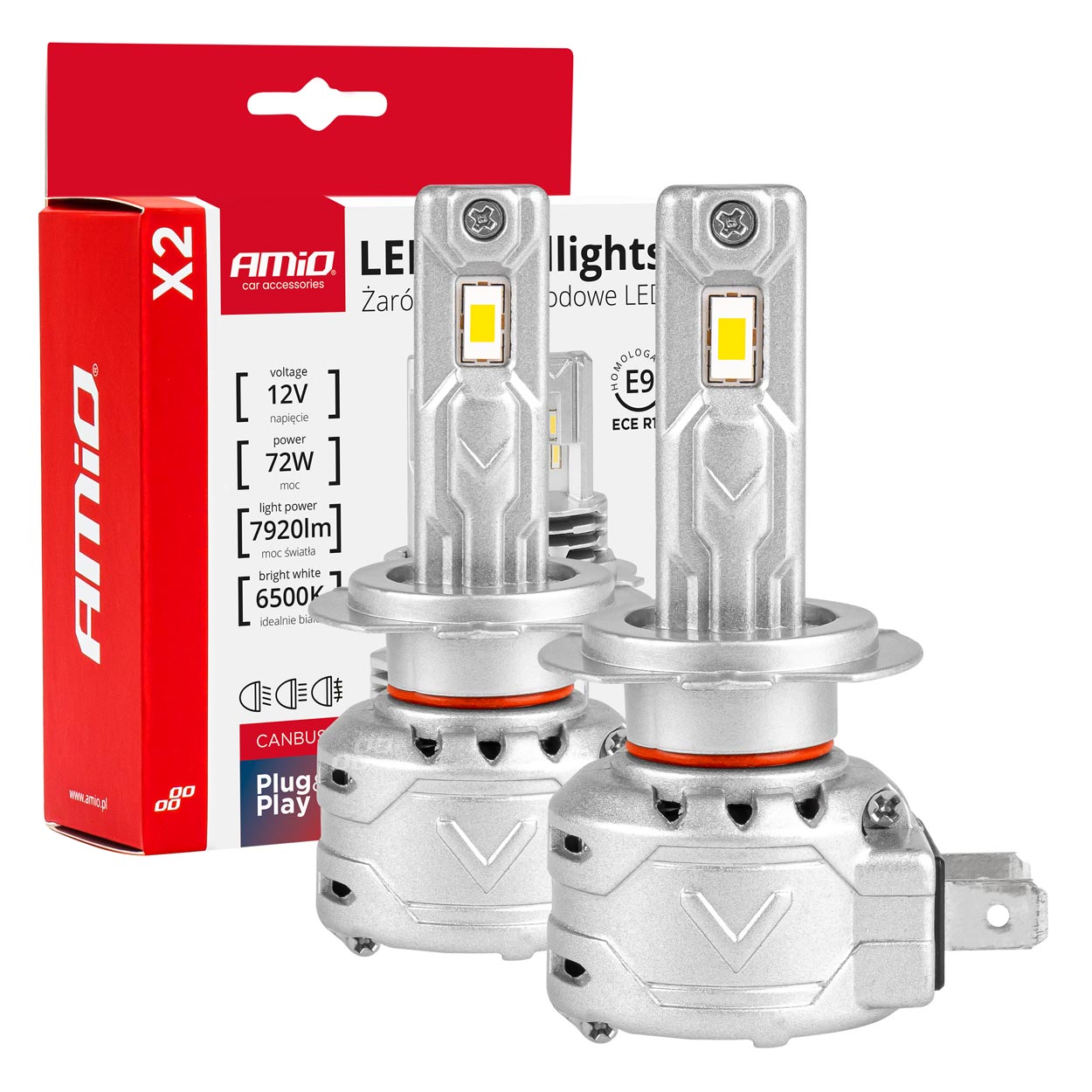 Bombilla Luz de Cruce LED Headlamp H7 X2 Series AMiO 1 Bombilla Luz de Cruce LED Headlamp H7 X2 Series AMiO