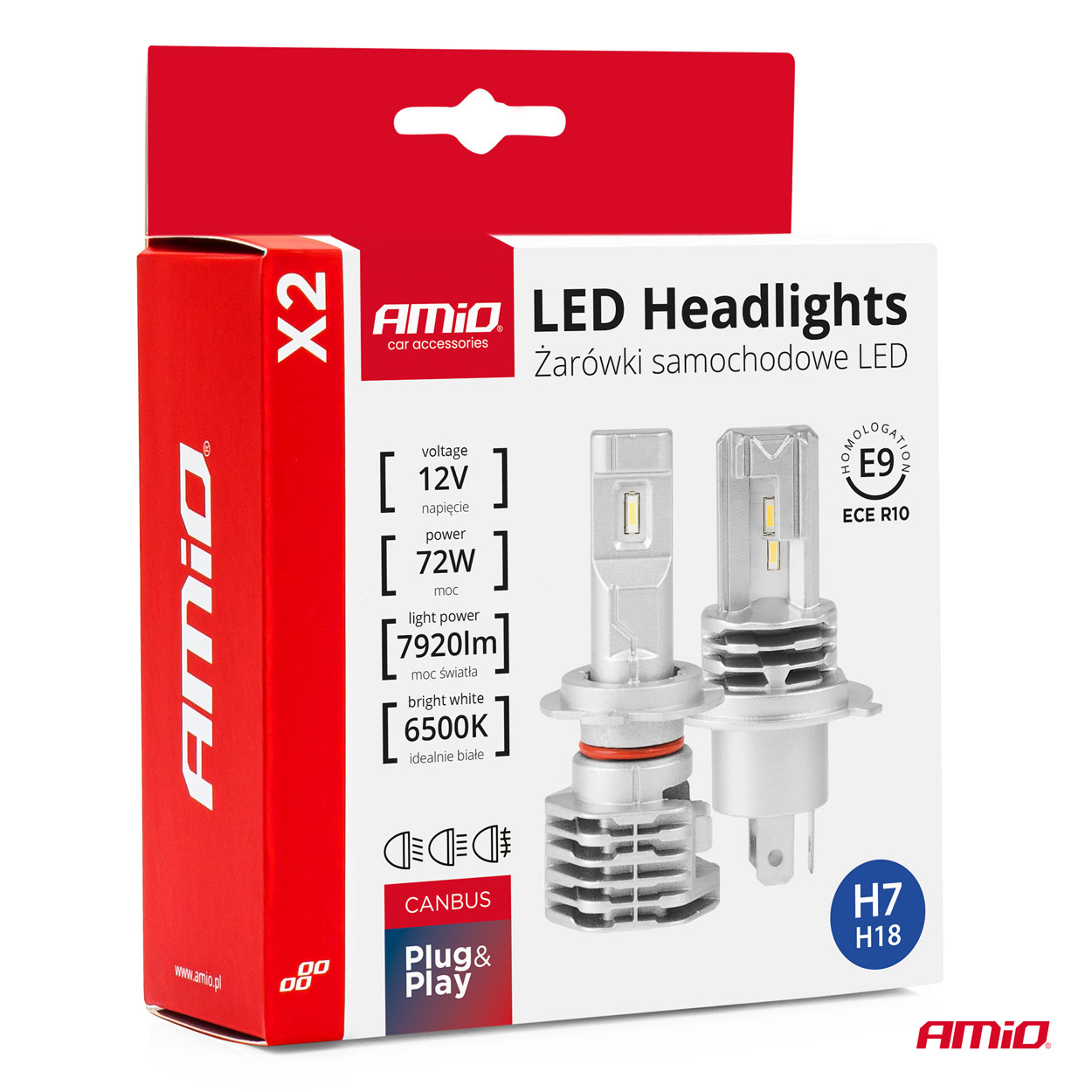 Bombilla Luz de Cruce LED Headlamp H7 X2 Series AMiO 4 Bombilla Luz de Cruce LED Headlamp H7 X2 Series AMiO