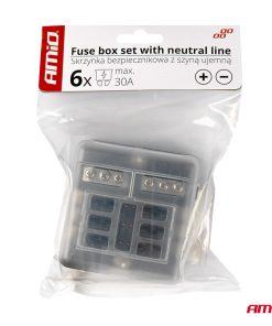 Caja de fusibles con carril negativo LED 6 tomas