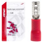 Terminal Plano Hembra Rojo 3.8mm 0.5-1.5mm2 10A 10 uds.