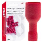 Terminal Plano Hembra Rojo  6.6mm 0.5-1.5mm2 10A 10 uds.