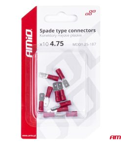 Terminal Plano Macho Rojo 5.6mm 0.5-1.5mm2 10A 10 uds.