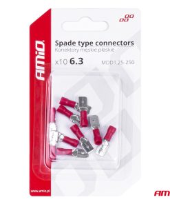 Terminal Plano Macho Rojo 6.3mm 0.5-1.5mm2 10A 10 uds.