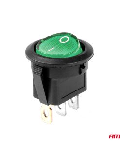 Interruptor Redondo Verde 12/24V 20A ON/OFF 6 Interruptor Redondo Verde 12/24V 20A ON/OFF