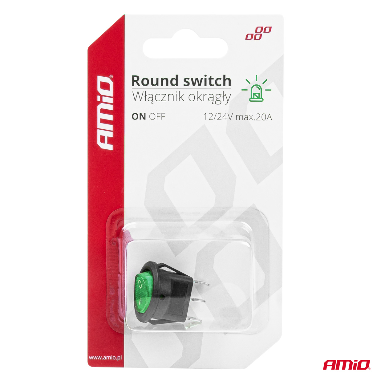 Interruptor Redondo Verde 12/24V 20A ON/OFF 5 Interruptor Redondo Verde 12/24V 20A ON/OFF