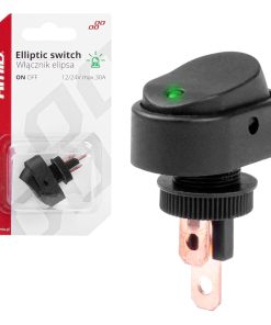 Interruptor Elíptico Piloto Verde 12/24V max 30A ON/OFF
