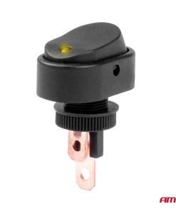 Interruptor Elíptico Piloto Amarillo 12/24V max 30A ON/OFF