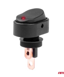 Interruptor Elíptico Piloto Rojo 12/24V max30A ON/OFF