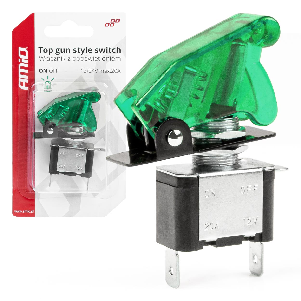 Interruptor estilo TOP GUN Verde (Iluminado) 12/24V 20A ON/OFF 1 Interruptor estilo TOP GUN Verde (Iluminado) 12/24V 20A ON/OFF