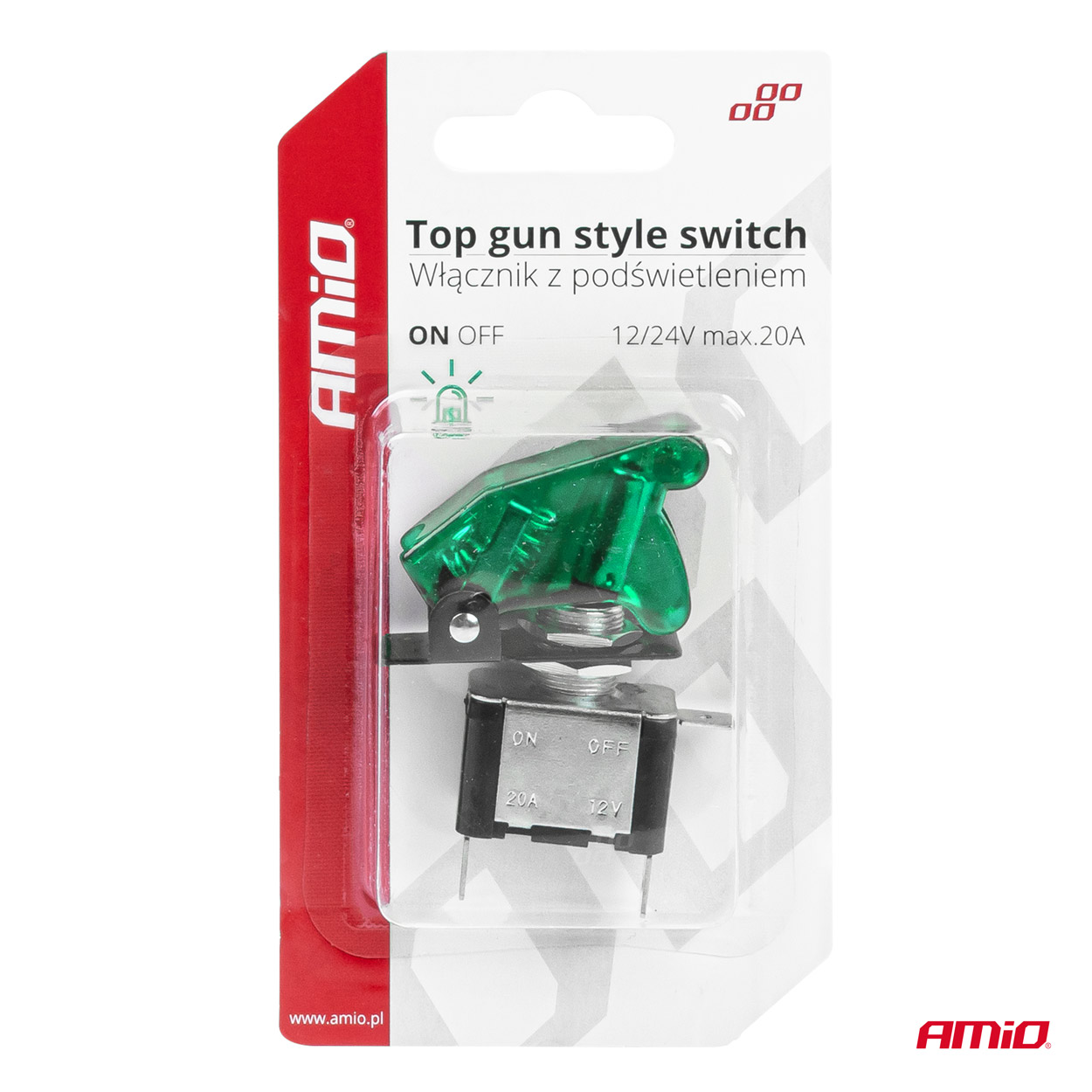 Interruptor estilo TOP GUN Verde (Iluminado) 12/24V 20A ON/OFF 5 Interruptor estilo TOP GUN Verde (Iluminado) 12/24V 20A ON/OFF