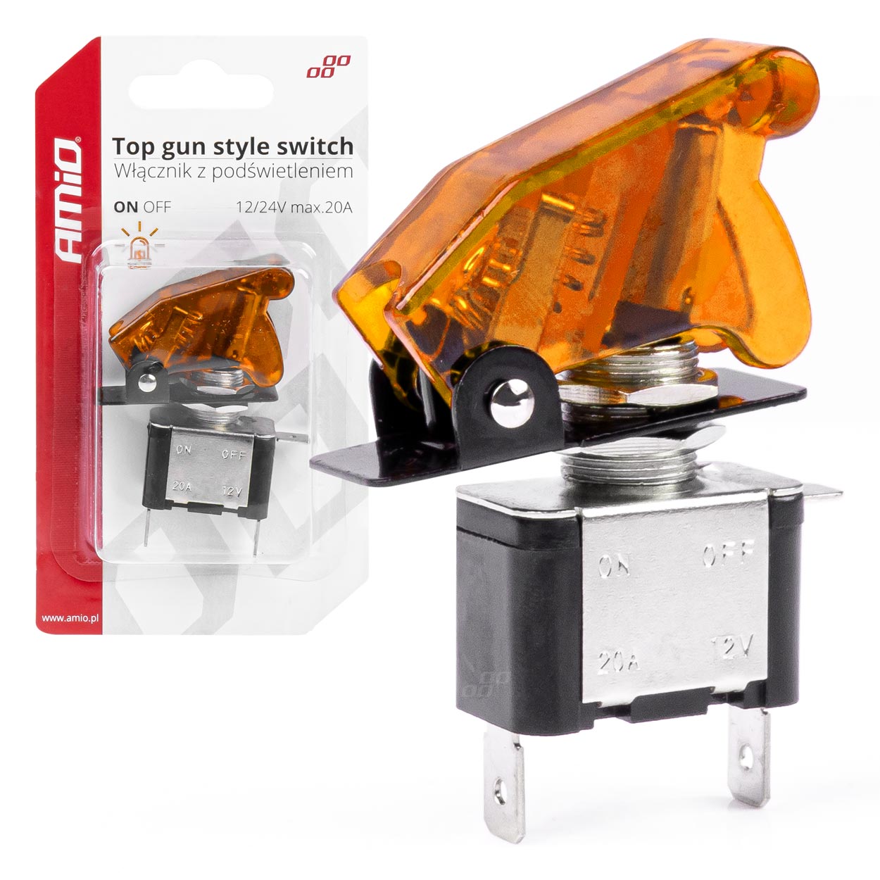 Interruptor estilo TOP GUN Amarillo (Iluminado) 12/24V 20A ON/OFF 1 Interruptor estilo TOP GUN Amarillo (Iluminado) 12/24V 20A ON/OFF