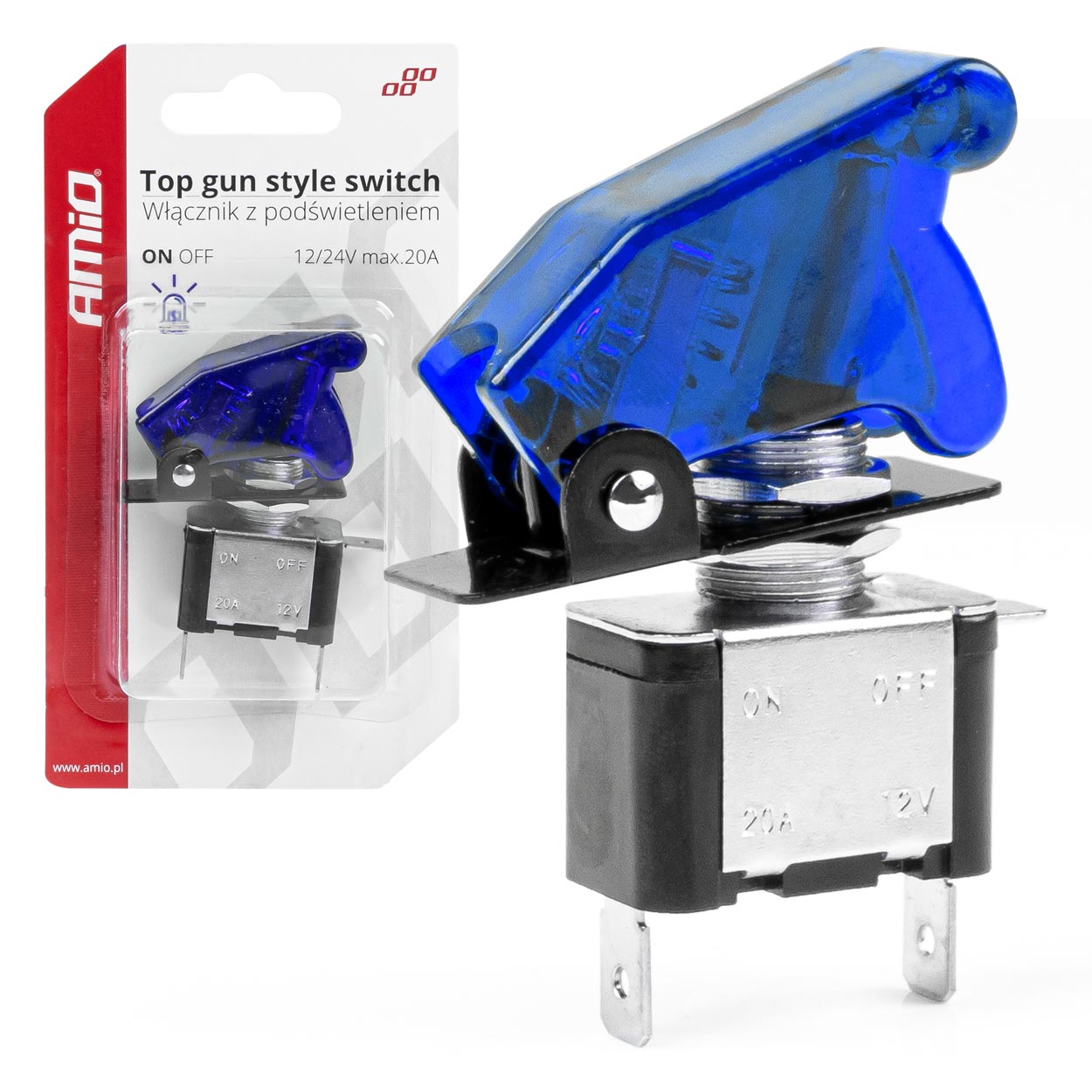 Interruptor estilo TOP GUN Azul (Iluminado) 12/24V 20A ON/OFF 1 Interruptor estilo TOP GUN Azul (Iluminado) 12/24V 20A ON/OFF