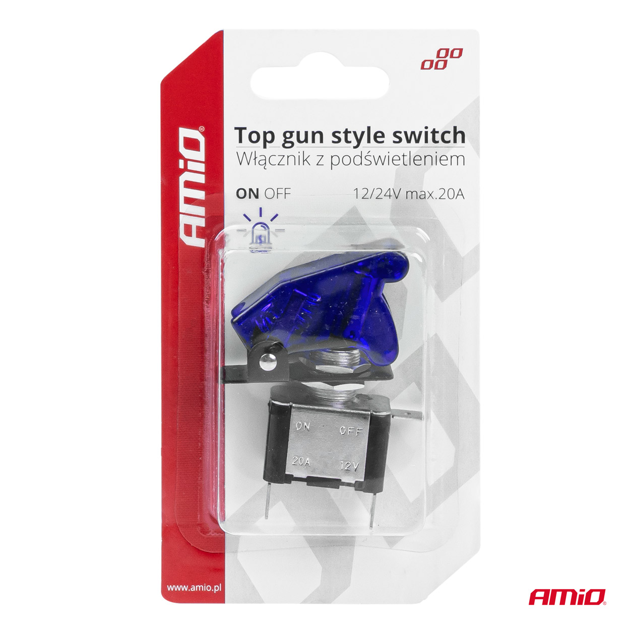 Interruptor estilo TOP GUN Azul (Iluminado) 12/24V 20A ON/OFF 5 Interruptor estilo TOP GUN Azul (Iluminado) 12/24V 20A ON/OFF