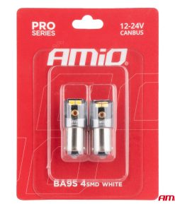 Bombillas LED CANBUS PRO T4W BA9S 4x2016 SMD blanco 12V 24V AMIO-03579