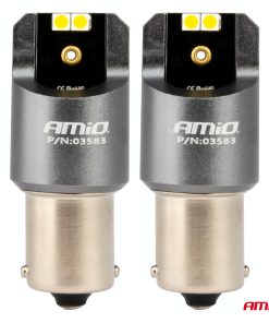 LED CANBUS PRO series BA15S P21W 4x3030 SMD White 12/24V AMIO-03583