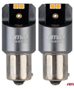Bombillas LED FULL CANBUS PRO PY21W 4x3030 SMD naranjas 12V 24V AMIO-03584