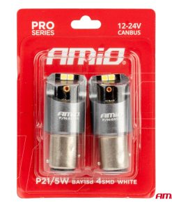 LED CANBUS PRO series BAY15D P21/5W 4x3030 SMD White 12/24V AMIO-03585