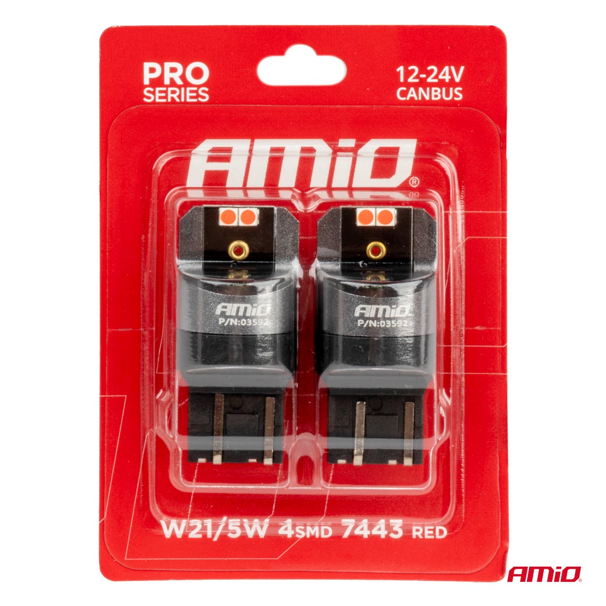 LED CANBUS PRO series 7443 W21/5W 4x3030 SMD Red 12/24V AMIO-03592 4 LED CANBUS PRO series 7443 W21/5W 4x3030 SMD Red 12/24V AMIO-03592