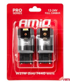 LED CANBUS PRO series 7440 W21W 2x1860SMD White 12/24V FULL CANBUS AMIO-03599