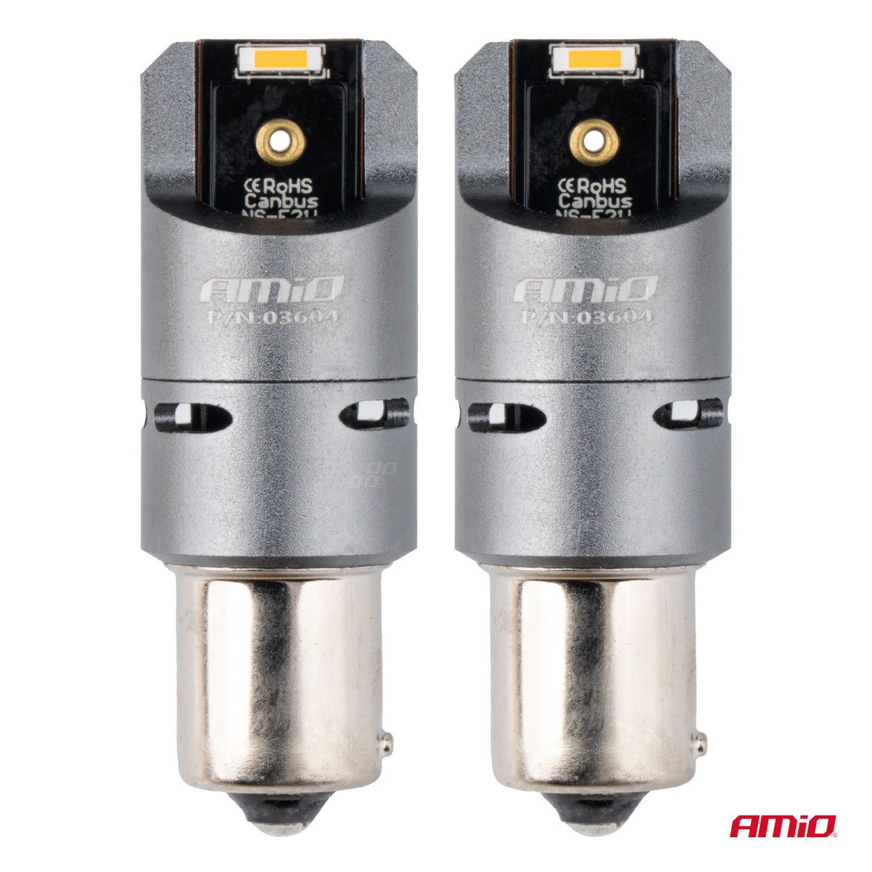 Bombillas LED FULL CANBUS PY21W 2x1860 SMD amber 12V 24V AMIO-03604 3 Bombillas LED FULL CANBUS PY21W 2x1860 SMD amber 12V 24V AMIO-03604