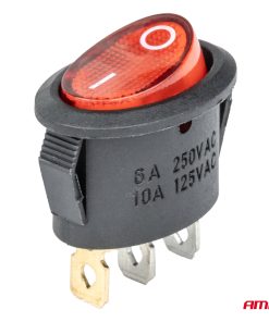 Interruptor ovalado rojo 12V o 230V (iluminado) BU01