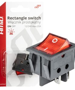 Interruptor rectangular rojo  12V/230V (iluminación) BU02
