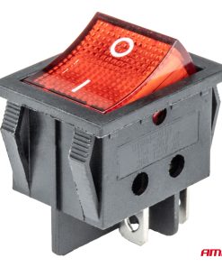 Interruptor rectangular rojo  12V/230V (iluminación) BU02
